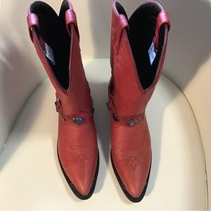 Materson Deerchain Womens mid calf red boots